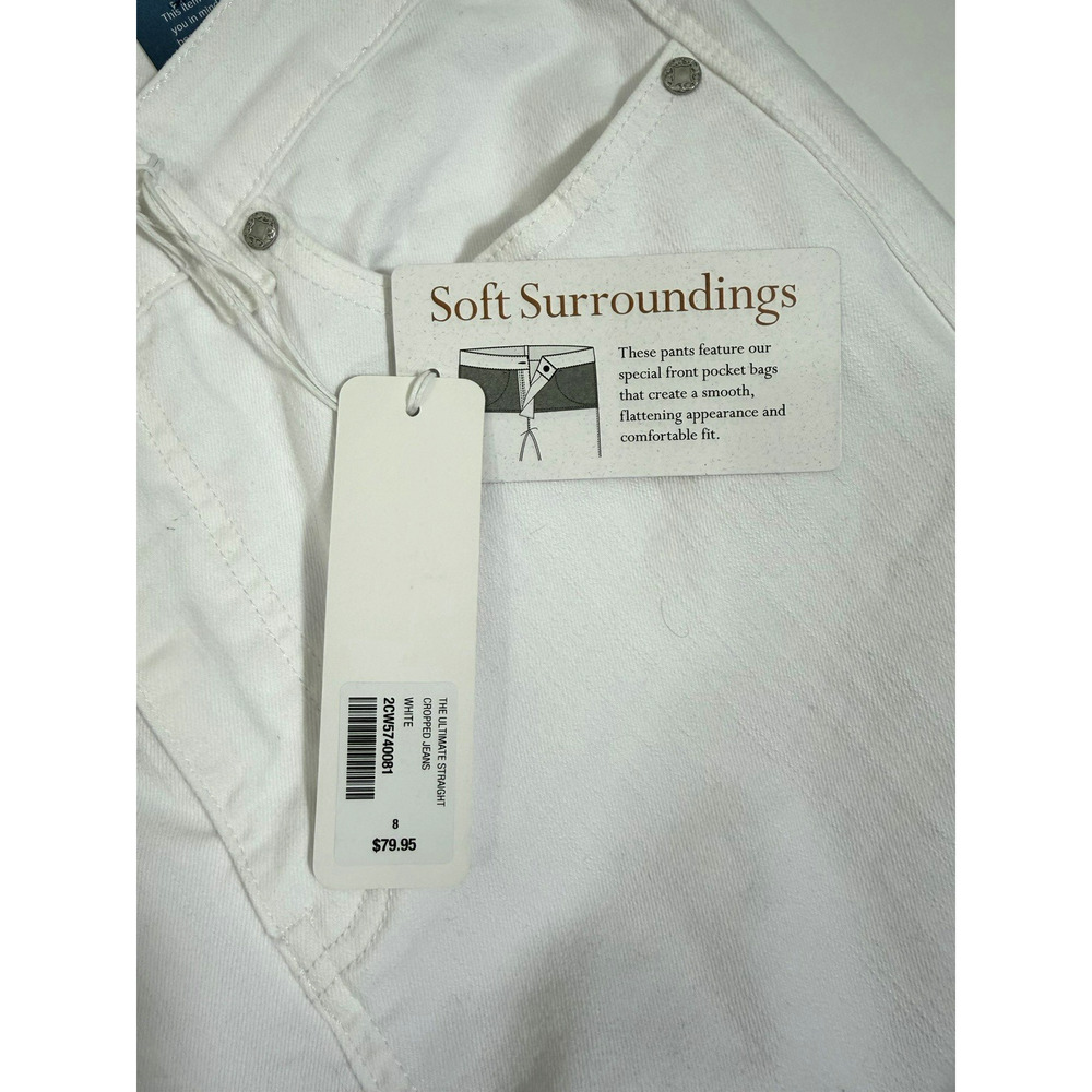 Soft Surroundings Cropped Jeans Size 8 The Ultimate Straight Slimming White New - Picture 6 of 13